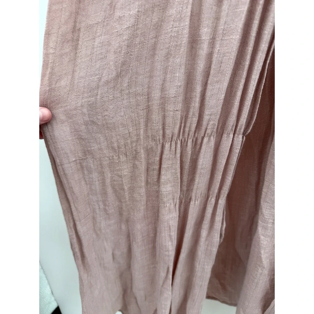 Alya Duster Cardigan L/XL Dusty Rose Lace Trim Boho‎ Open Front Maxi Kimono - Picture 7 of 13